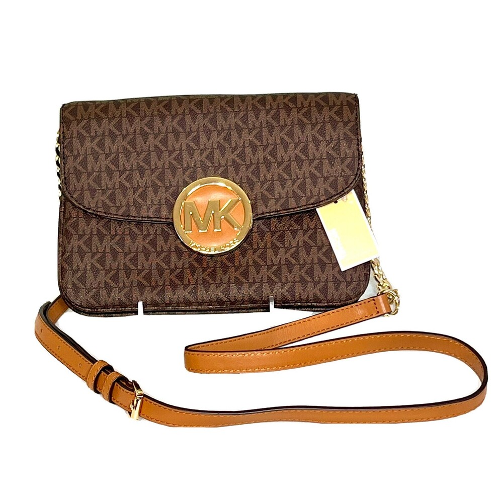NWT Michael Kors Old Money Office Siren Brown Fulton Crossbody Bag Retail $198